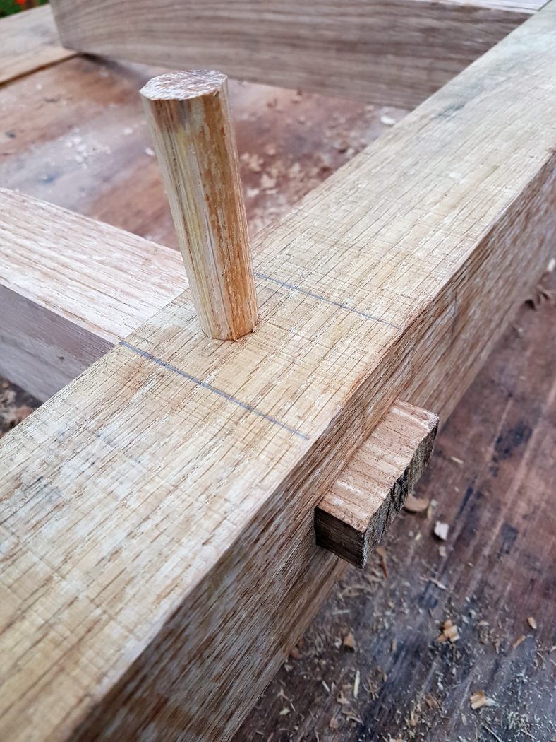 Green Oak mortise and tenon joint